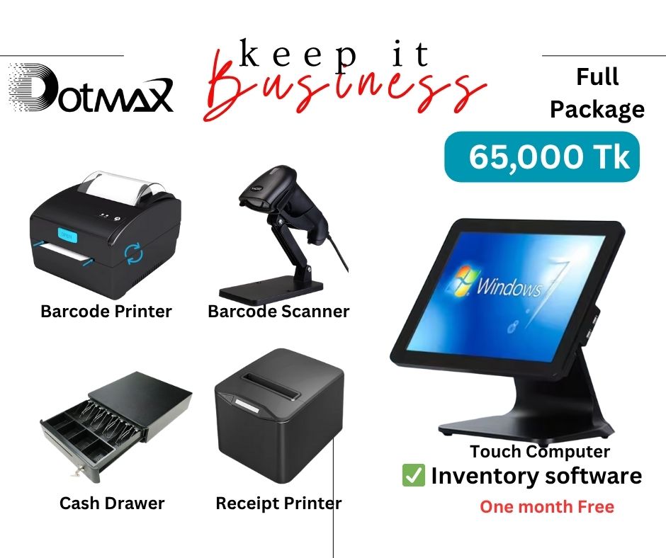 Touch Pc+barcode +pos Printer+scanner+drawer+inventory