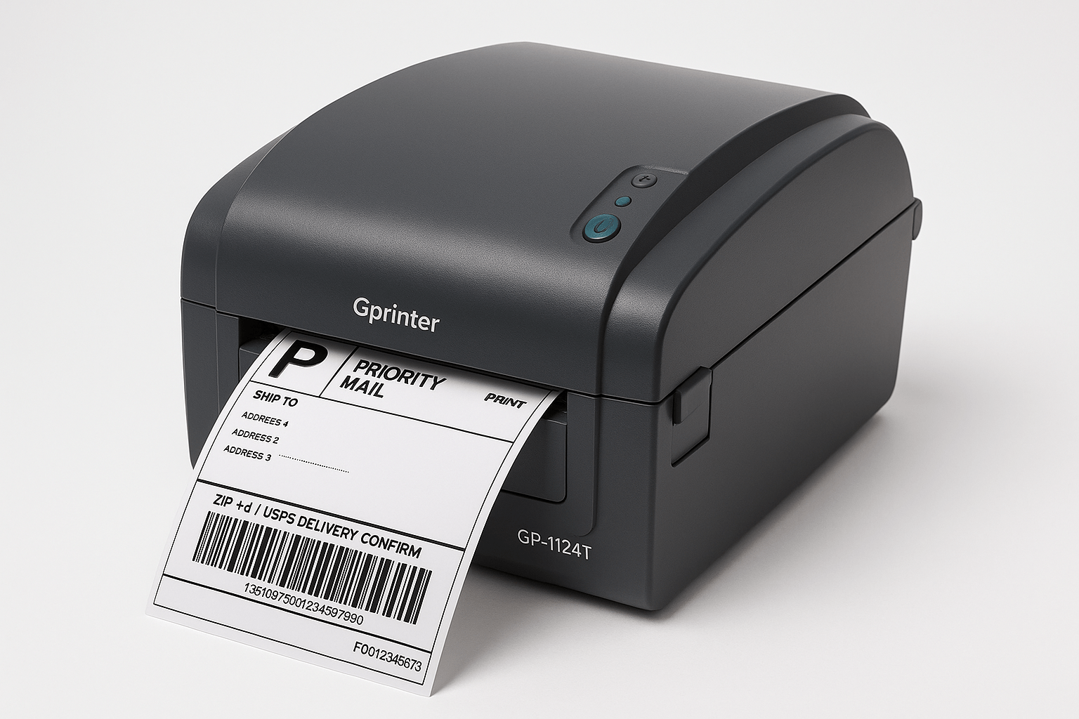 Gprinter Gp-1124t Label Printer Producing a Printed Priority Mail Label with a Barcode for Shipping
